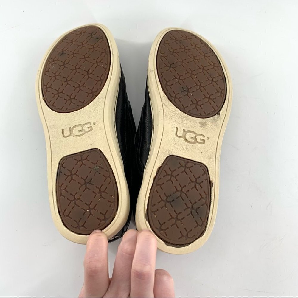 Ugg slip on sneakers size 8 39 black leather fleece wool lining flatforms - Picture 7 of 14
